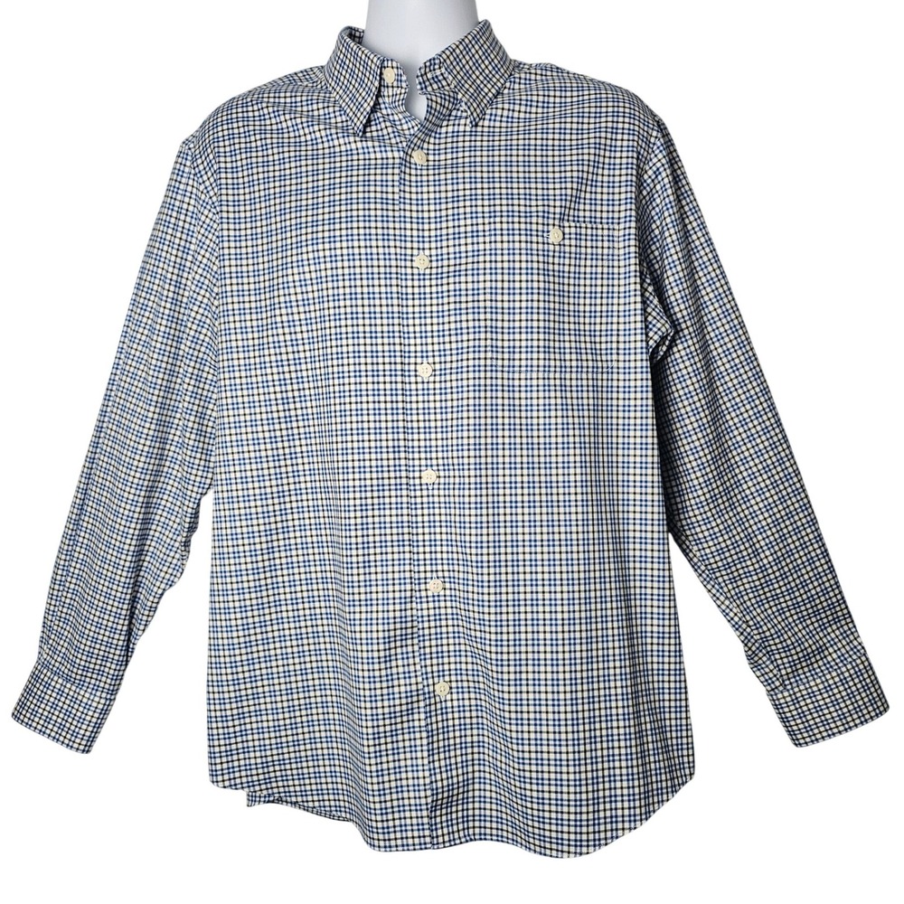 Orvis Classic Fit‎ Blue White Micro Check Button Down Shirt Mens L Heritage